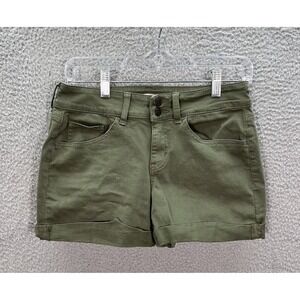 Sol Shorts Womens 9 Green Denim Favorite Midi Low Rise Cuffed Stretch Preppy